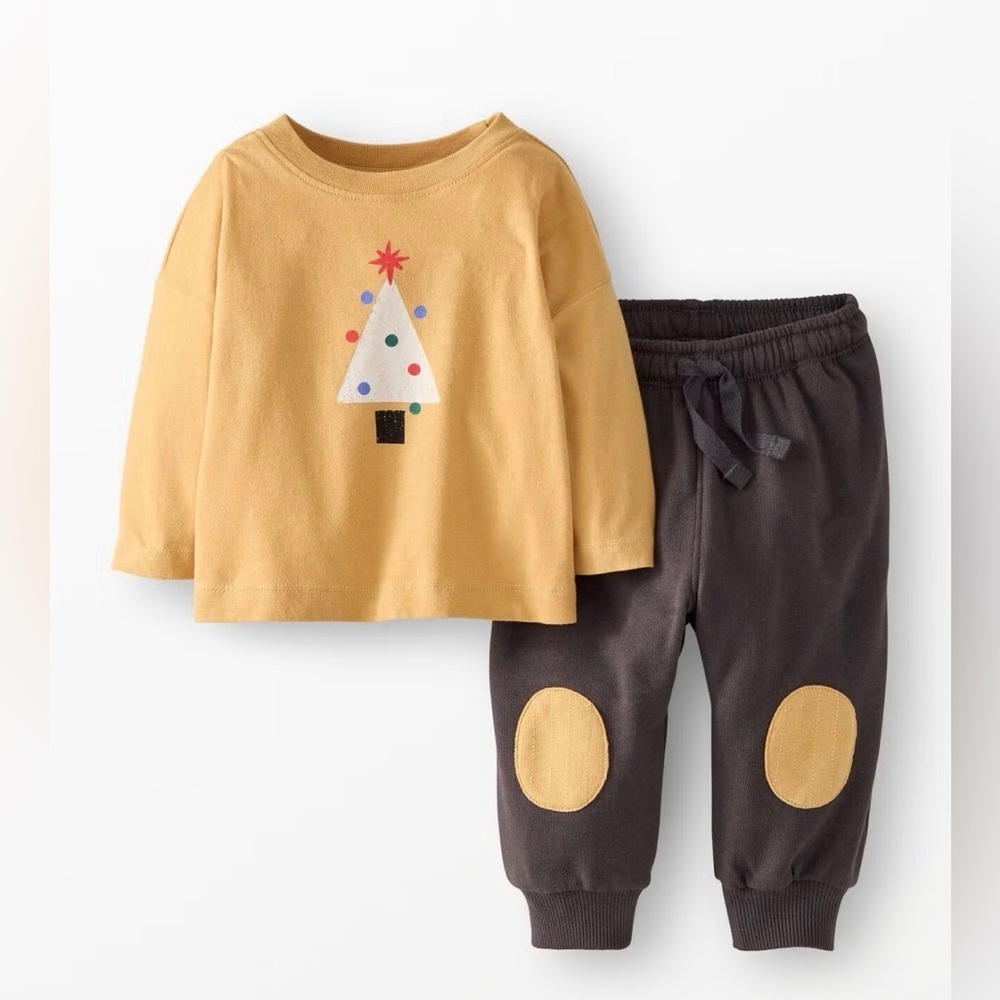 Hanna Andersson Baby Holiday Long Sleeve Graphic T-Shirt & Sweatpants Set 6-12